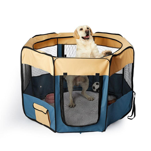 8 Panel Pet Playpen Dog Puppy Play Exercise Enclosure Fence Blue M Deals499