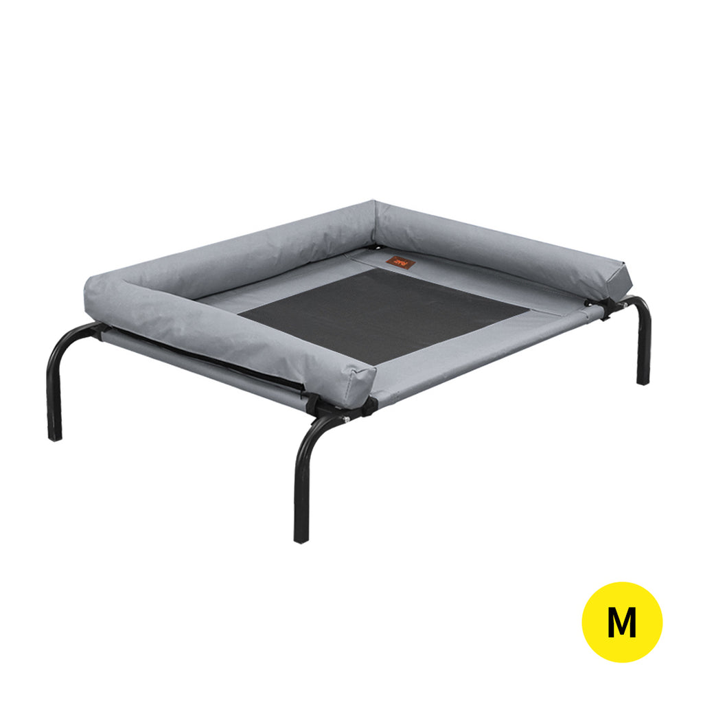 PaWz Heavy Duty Pet Bed Bolster Trampoline Dog Puppy Cat Hammock Mesh M Grey Deals499