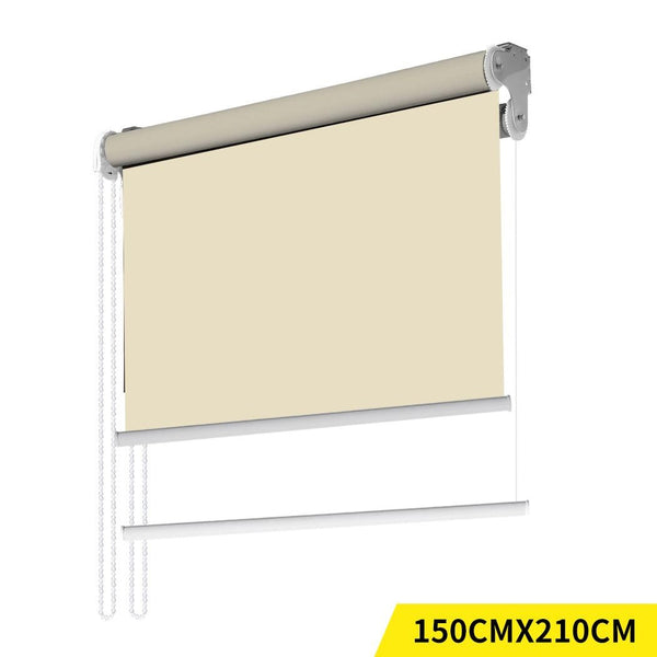Modern Day/Night Double Roller Blinds Commercial Quality 150x210cm Cream White Deals499