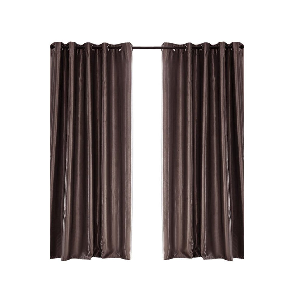 2X Blockout Curtains Blackout Curtain Bedroom Window Eyelet Taupe 140CM x 230CM Deals499