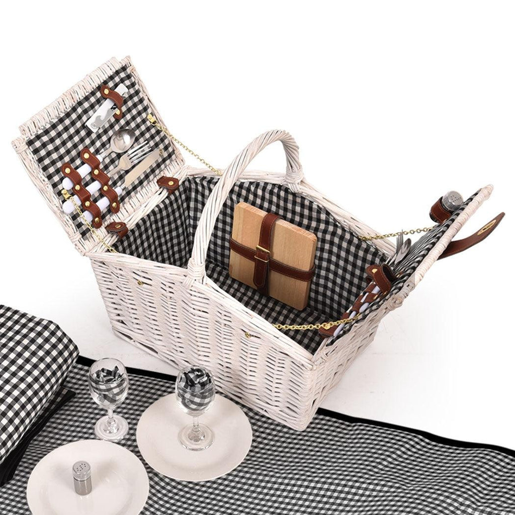 2 Person Picnic Basket Baskets Set Outdoor Blanket Deluxe Wicker Gift Storage Deals499