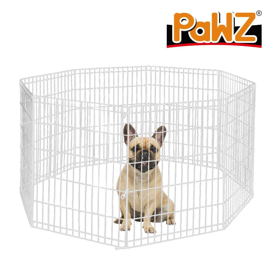 PaWz Pet Dog Playpen Puppy Exercise 8 Panel Fence Silver Extension No Door 42