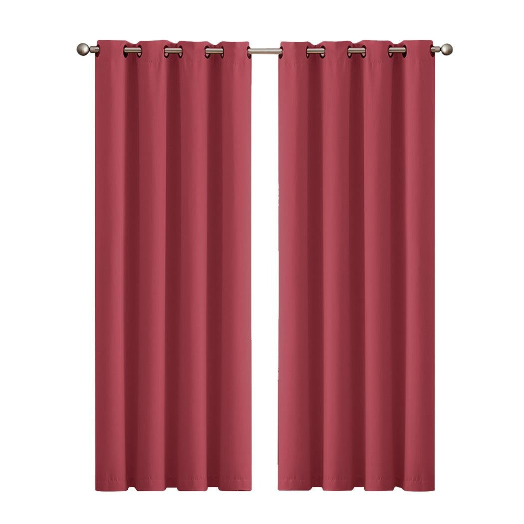 2x Blockout Curtains Panels 3 Layers Eyelet Room Darkening 140x230cm Burgundy Deals499