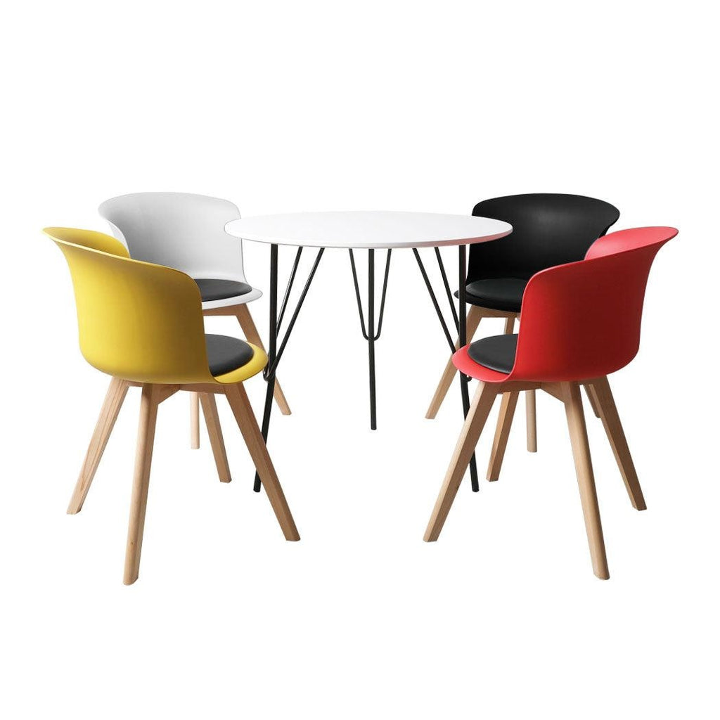 Office Meeting Table Chair Set 4 PU Leather Seat Dining Tables Chair Round Desk Type 2 Deals499