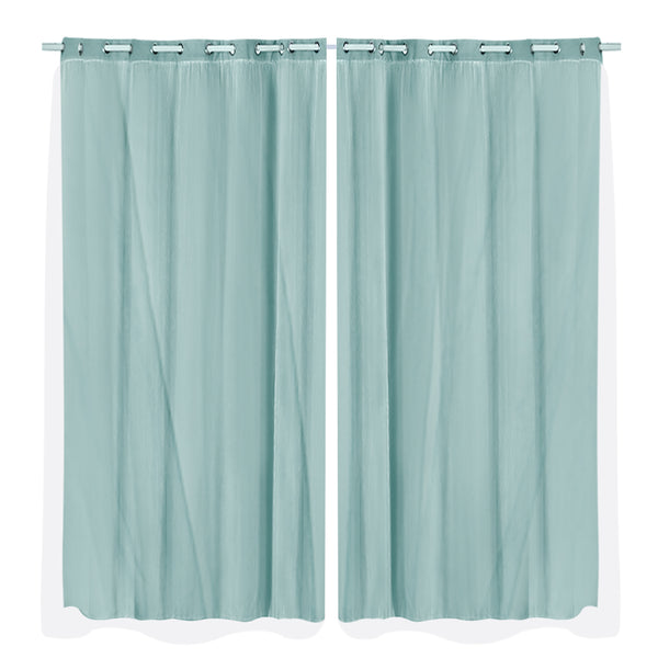 2x Blockout Curtains Panels 3 Layers with Gauze Room Darkening 240x213cm Aqua Deals499