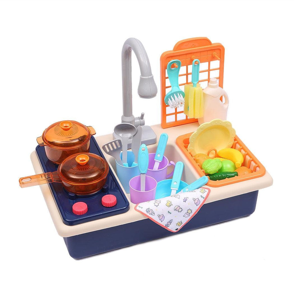 35x Kids Kitchen Play Set Dishwasher Sink Dishes Toys Cookware Pretend Play Blue Deals499
