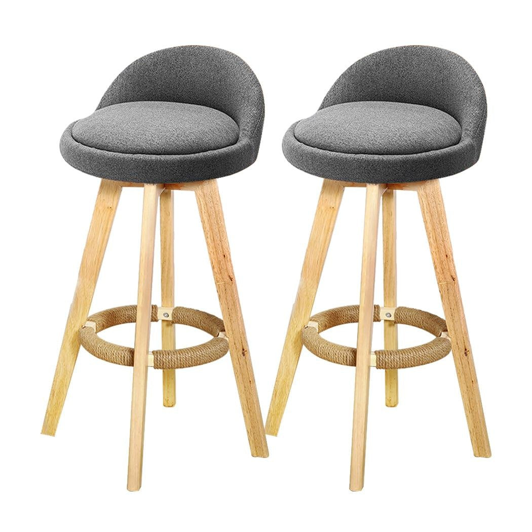 2x Levede Fabric Swivel Bar Stool Kitchen Stool Dining Chair Barstools Grey Deals499