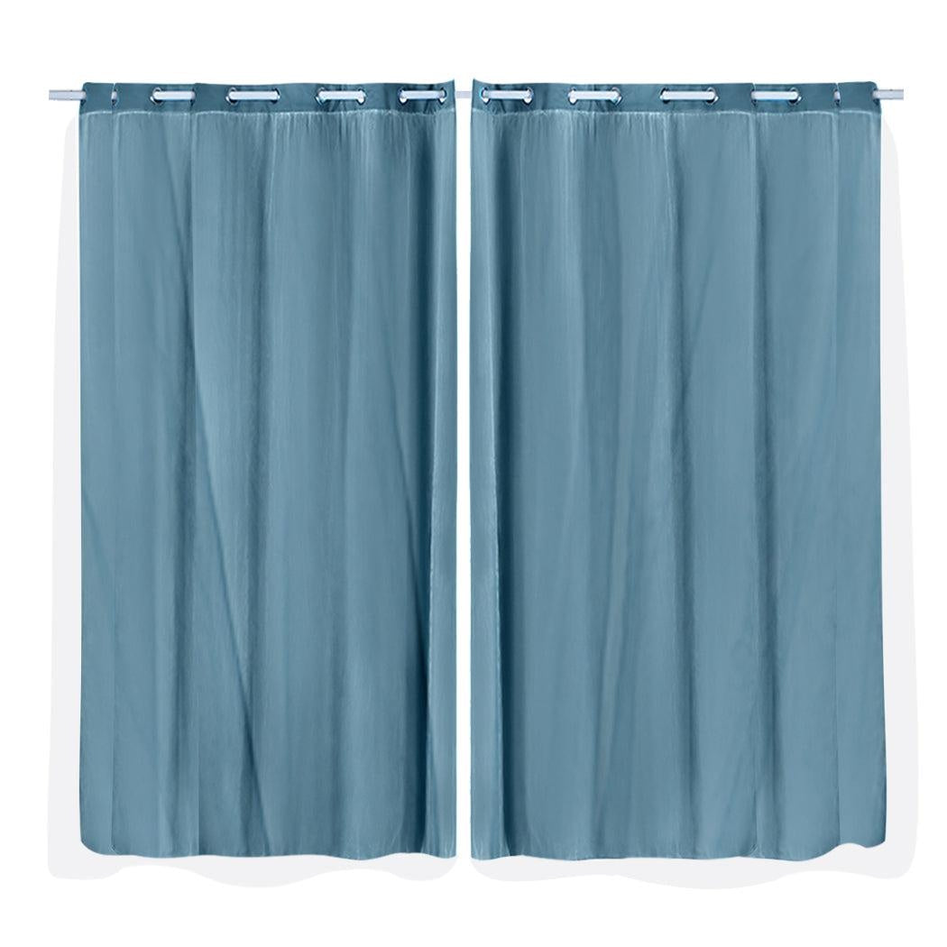 2x Blockout Curtains Panels 3 Layers with Gauze Darkening 180x230cm Turquoise Deals499