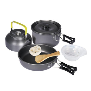 10Pcs Camping Cookware Set Outdoor Hiking Cooking Bowl Pot Pan Portable Picnic Deals499