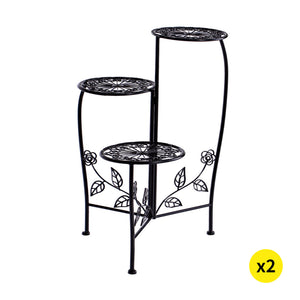 2X Wrought Iron Outdoor Indoor Flower Pots Plant Stand Garden Metal Corner Shelf Deals499