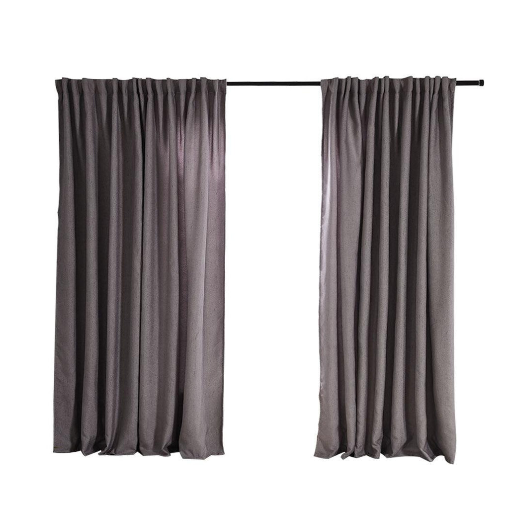 2X Blockout Curtains Curtain Living Room Window Grey 140CM x 230CM Deals499