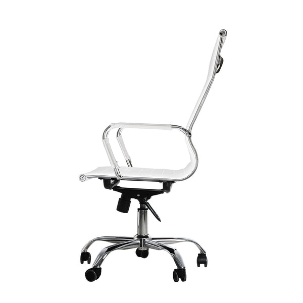 Office Chair Gaming Chair Home Work Study PU Mat Seat High-Back Computer White Deals499
