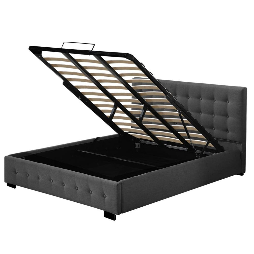Levede Gas Lift Bed Frame Fabric Base Mattress Storage King Size Dark Grey Deals499