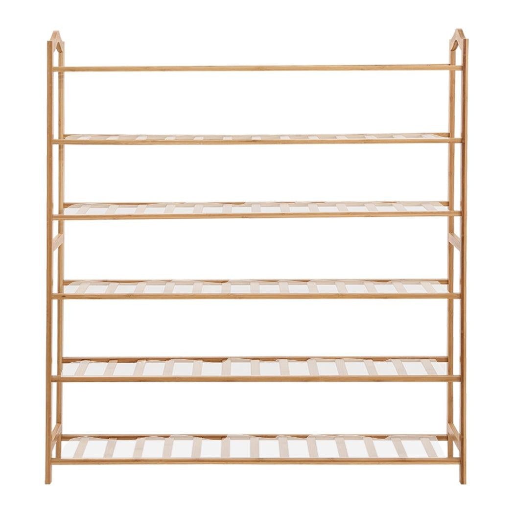 Levede Bamboo Shoe Rack Storage Wooden Organizer Shelf Stand 6 Tiers Layers 90cm Deals499