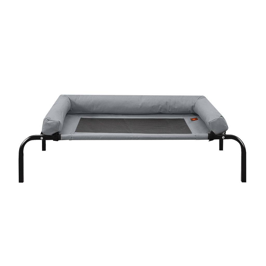 PaWz Heavy Duty Pet Bed Bolster Trampoline Dog Puppy Cat Hammock Mesh L Grey Deals499