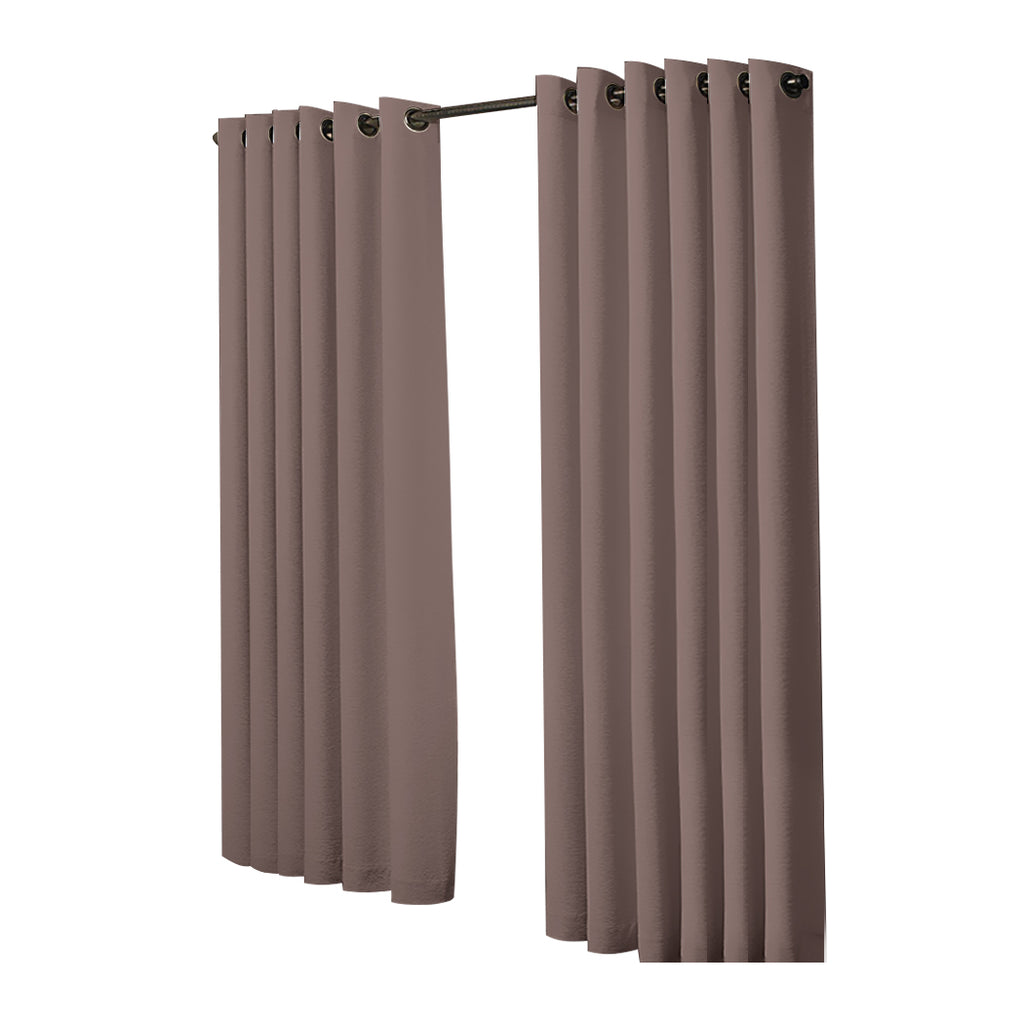 2x Blockout Curtains Panels 3 Layers Eyelet Room Darkening 240x230cm Taupe Deals499