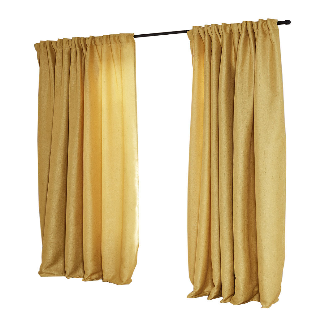 2X Blockout Curtains Curtain Living Room Window Mustard 180CM x 230CM Deals499