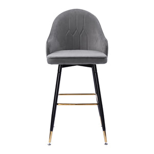 2x Bar Stools Stool Kitchen Chairs Swivel Velvet Barstools Vintage Grey Deals499