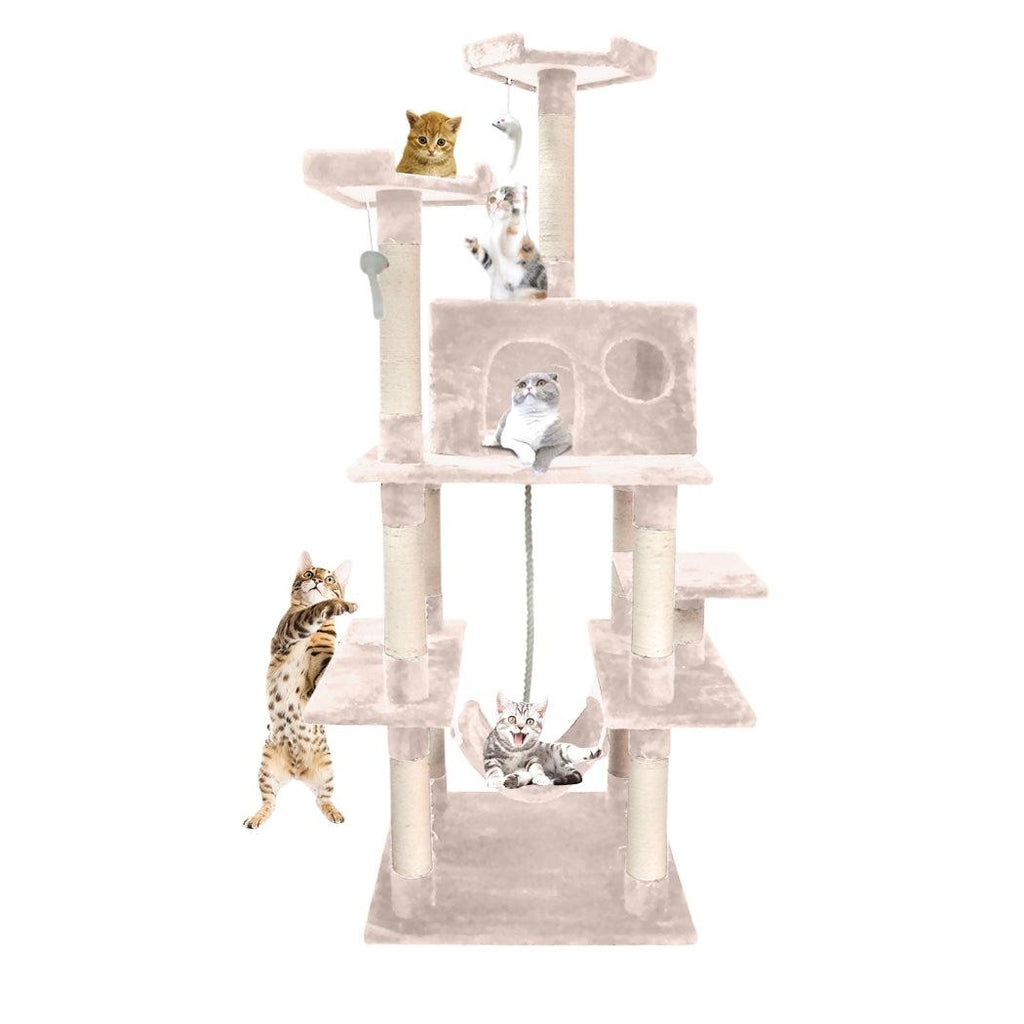 PaWz 1.83M Cat Scratching Post Tree Gym House Condo Furniture Scratcher Tower Cream Deals499