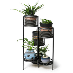6 Tier Plant Stand Swivel Outdoor Indoor Metal Stands Flower Shelf Rack Garden Black Deals499