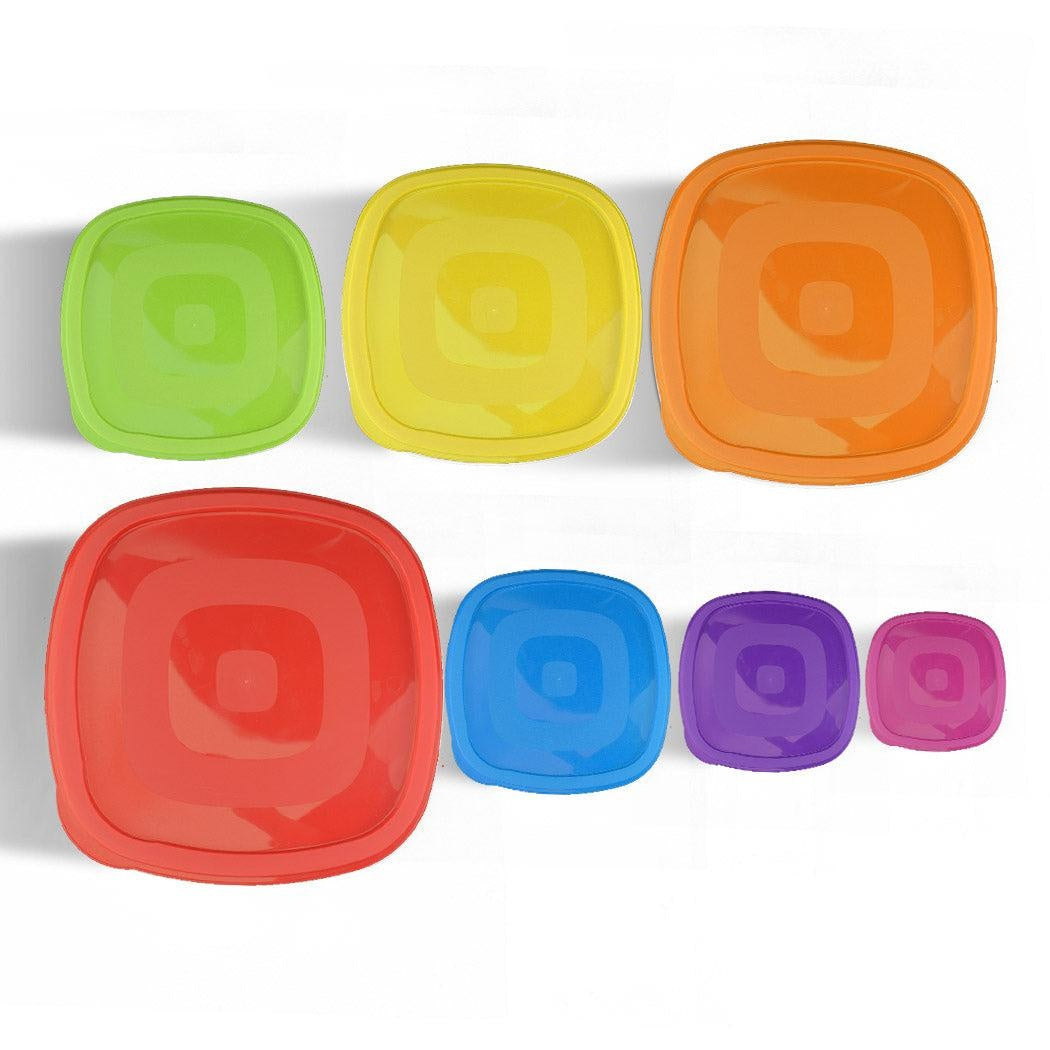 Set of 7 Reusable Bowl Food Fresh Keeping Sealing Lid Container Cover Plastic AU Deals499