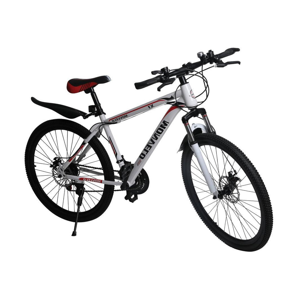26'' Mountain Bike 21 Speed Bicycle Front Suspension Men Carboon Steel Red Wihte Deals499