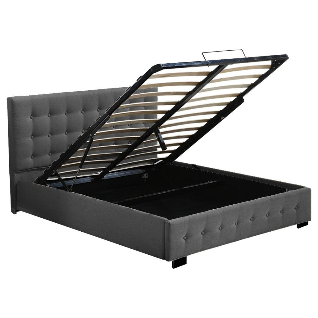 Levede Gas Lift Bed Frame Fabric Base Mattress Storage Queen Size Dark Grey Deals499