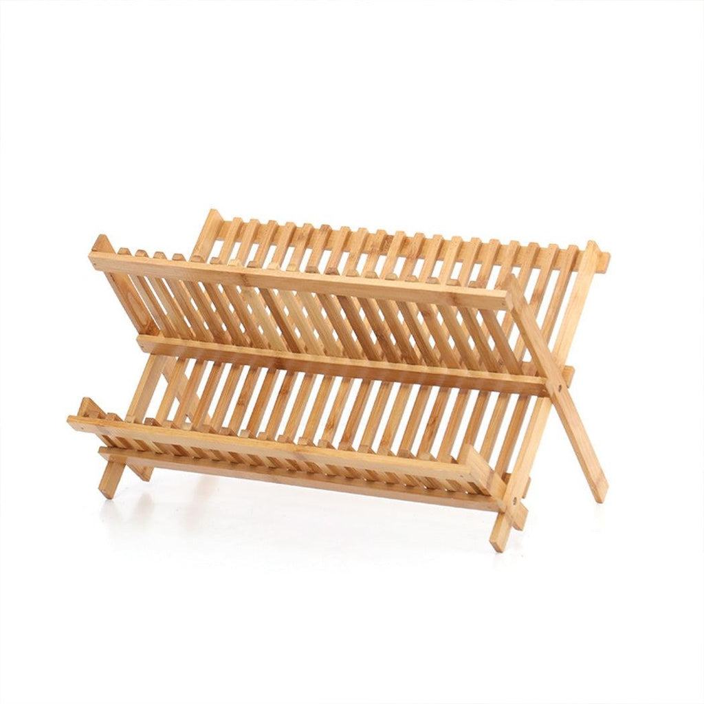 Dish Rack Bamboo Foldable Drainer Drying Dish Holder Plate Utensil Cultery Tray Deals499