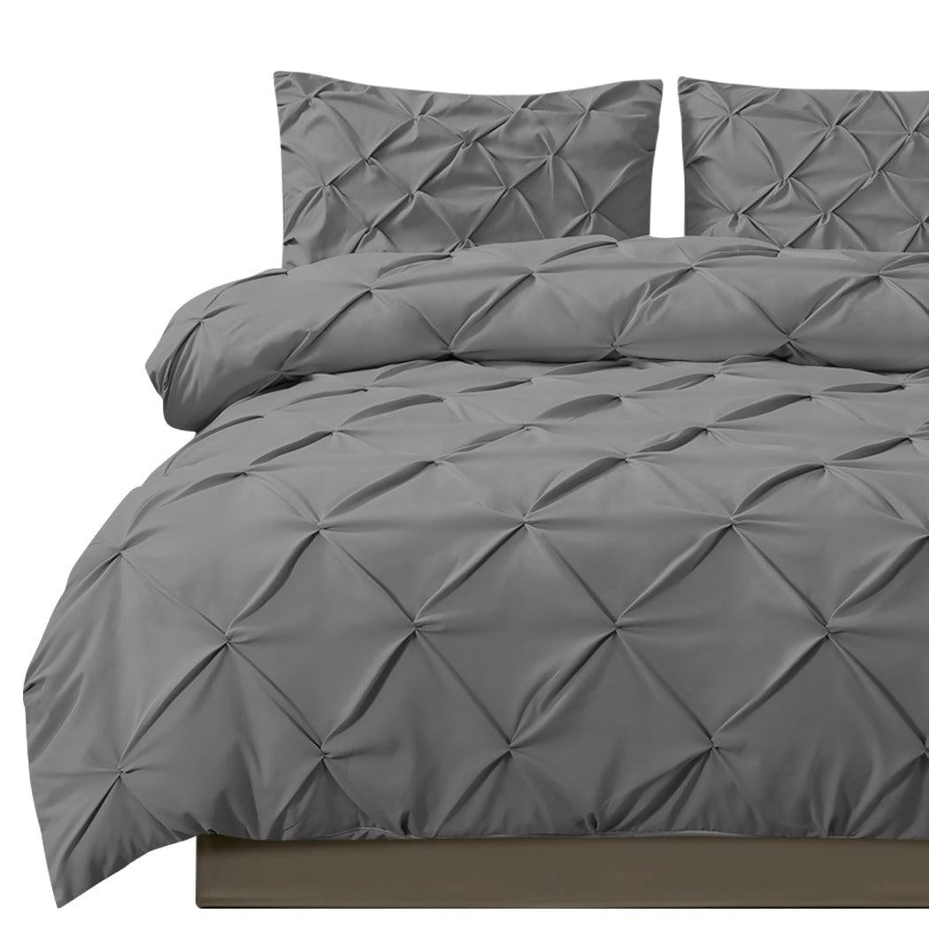 DreamZ Diamond Pintuck Duvet Cover Pillow Case Set in Full Size in Charcoal Deals499