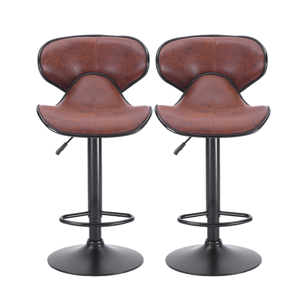 2x Bar Stools Stool Kitchen Chairs Swivel PU Leather Industrial Furniture Brown Deals499