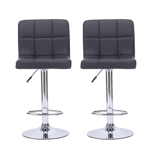 2x Bar Stools Stool Kitchen Chairs Swivel PU Leather Metal Industrial Black Deals499