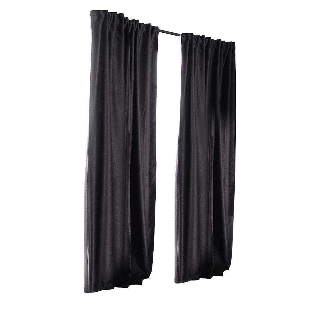 2X Blockout Curtains Curtain Blackout Bedroom 240cm x 230cm Dark Grey Deals499