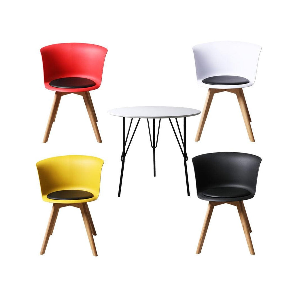 Office Meeting Table Chair Set 4 PU Leather Seat Dining Tables Chair Round Desk Type 2 Deals499