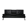 Adjustable Sofa Bed Lounge Futon Couch Leather Beds 3 Seater Cup Holder Recliner Black Deals499