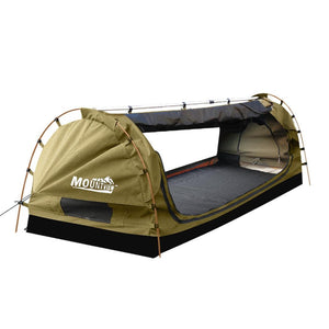 Mountview King Single Swag Camping Swags Canvas Dome Tent Free Standing Khaki Deals499