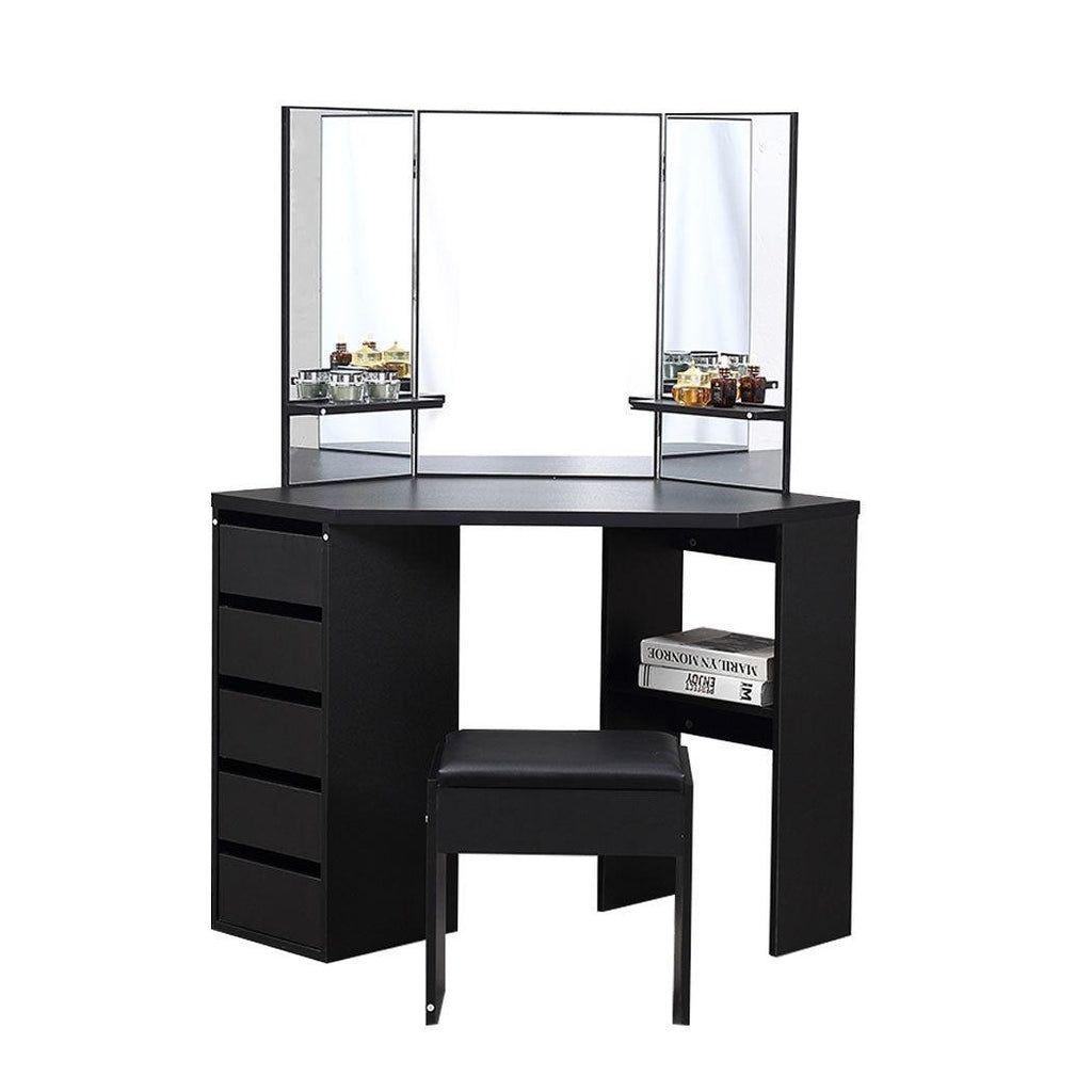 Levede Dressing Table Stool Mirror Jewellery Organiser Makeup Cabinet 5 Drawers Deals499