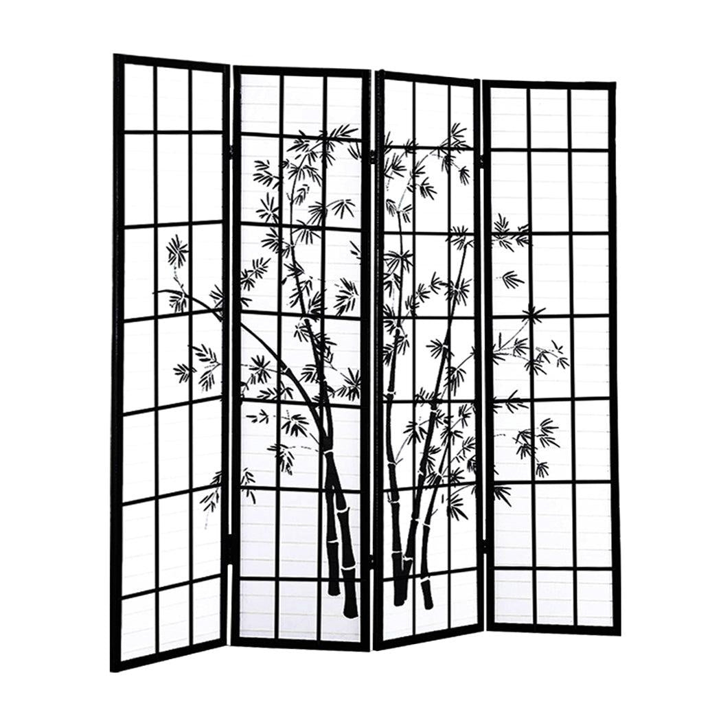 Levede 4 Panel Room Divider Screen Door Stand Privacy Fringe Wood Fold Bamboo Deals499