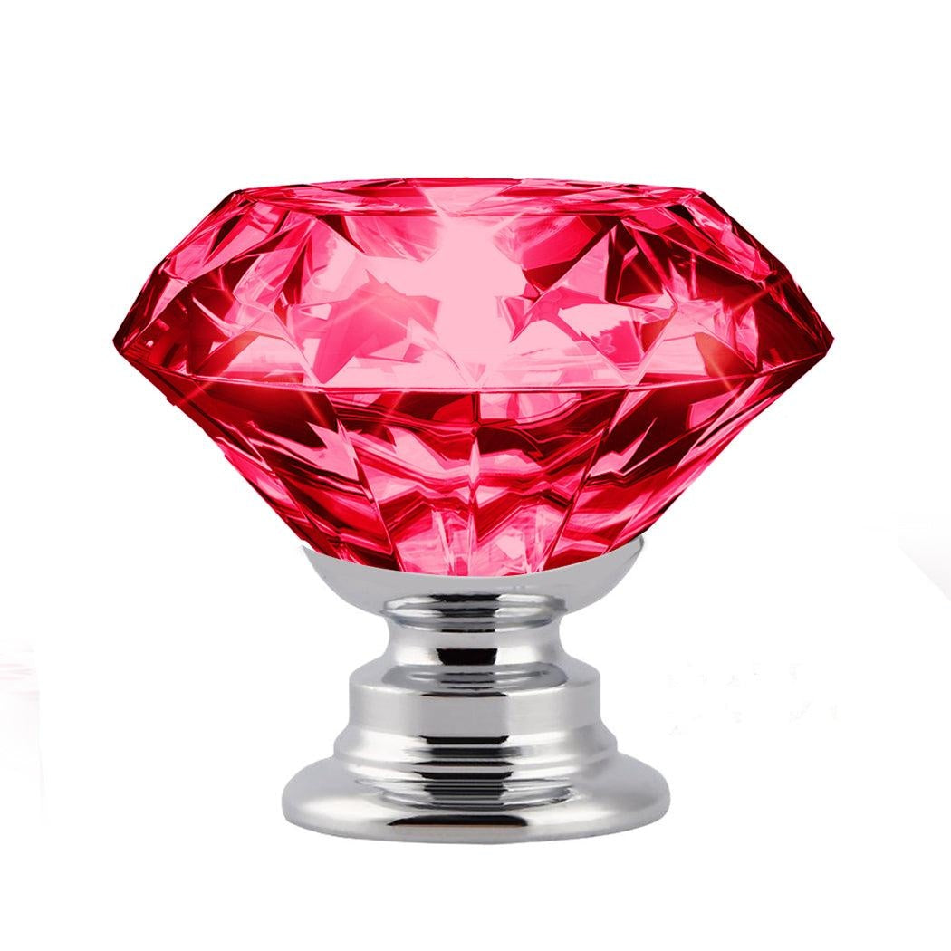 10 Pcs 30mm Red Diamond Shape Glass Door Knob Drawer Cabinet Handle Deals499