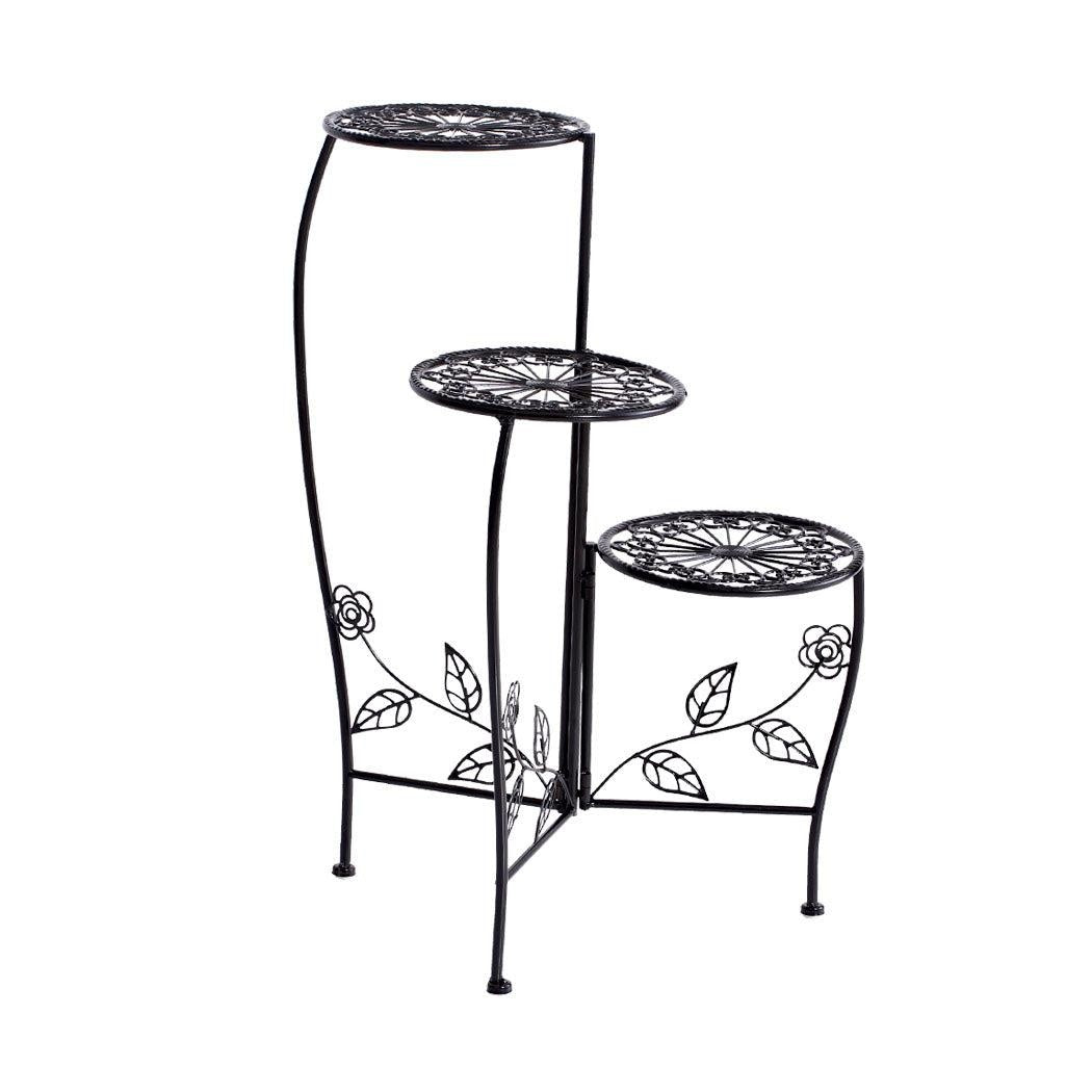 2X Wrought Iron Outdoor Indoor Flower Pots Plant Stand Garden Metal Corner Shelf Deals499