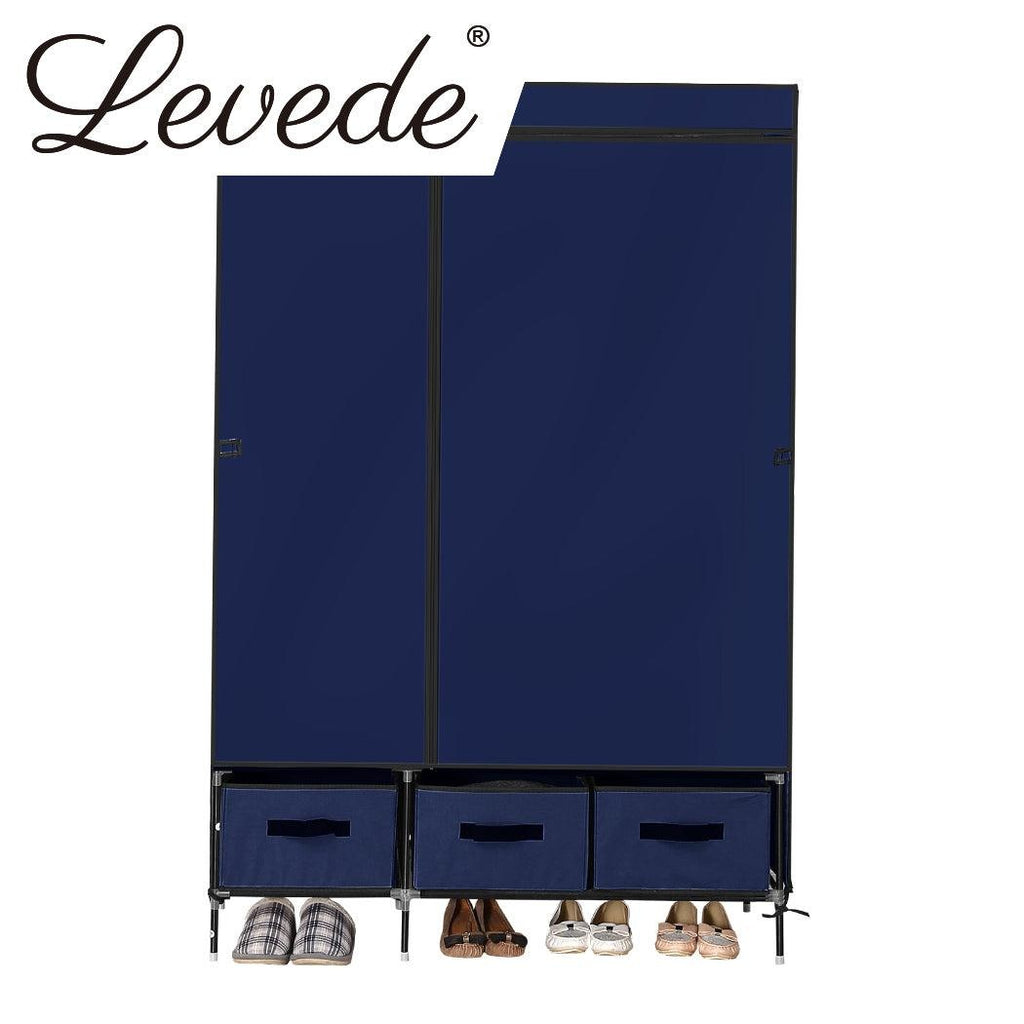 Levede Portable Wardrobe Organiser Clothes Closet Storage Cabinet Navy Blue Deals499