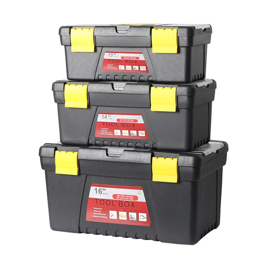 3 Piece Tool Boxes Set Organiser Trays Chest DIY Garage Toolbox Case Storage Bag Deals499