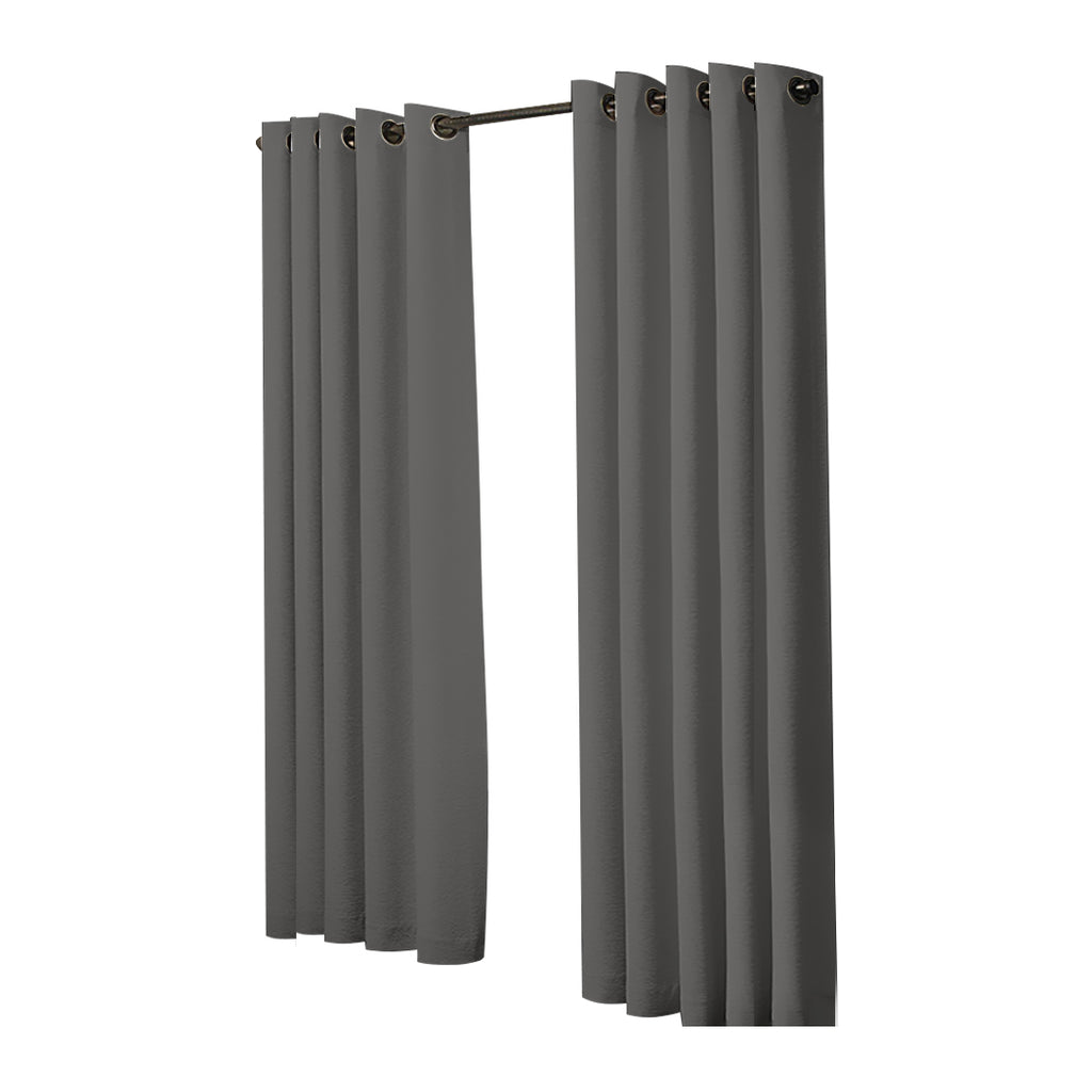 2x Blockout Curtains Panels 3 Layers Eyelet Room Darkening 180x230cm Charcoal Deals499