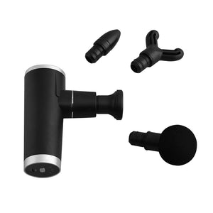 Mini Massage Gun Massager Muscle Vibrating Relaxing Tissue Percussion 4 Head USB Charcoal Deals499