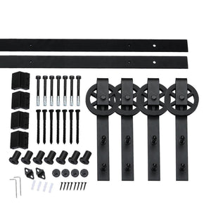 2.44M Antique Classic Style Double Sliding Barn Door Hardware Track Roller Kit Deals499