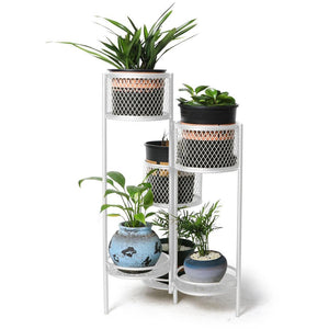 6 Tier Plant Stand Swivel Outdoor Indoor Metal Stands Flower Shelf Rack Garden White Deals499