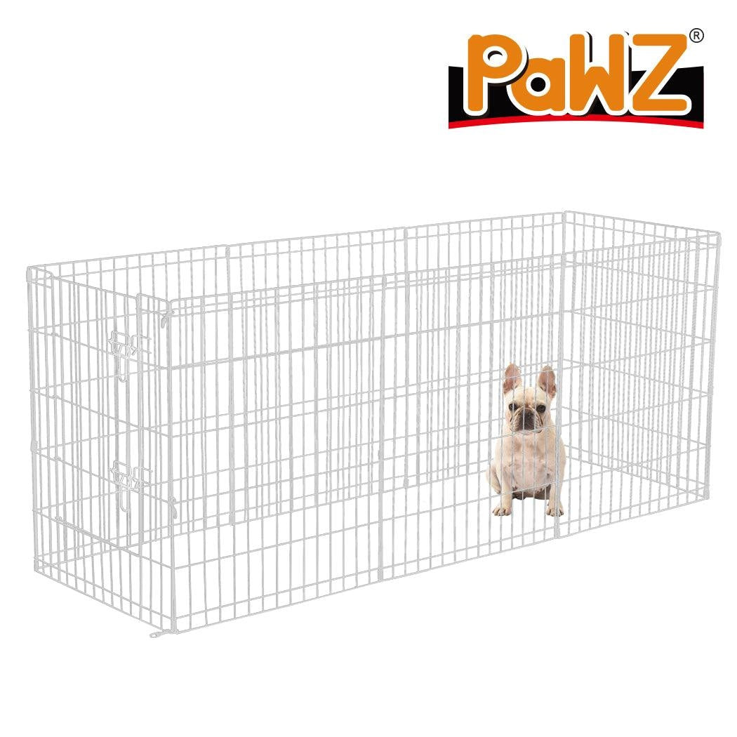 PaWz Pet Dog Playpen Puppy Exercise 8 Panel Enclosure Fence Silver With Door 30