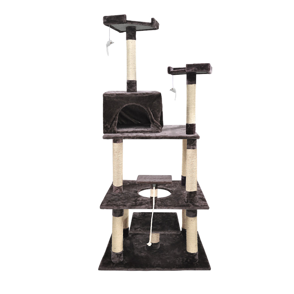 PaWz 1.98M Cat Scratching Post Tree Gym House Furniture Scratcher Dark Brown Deals499