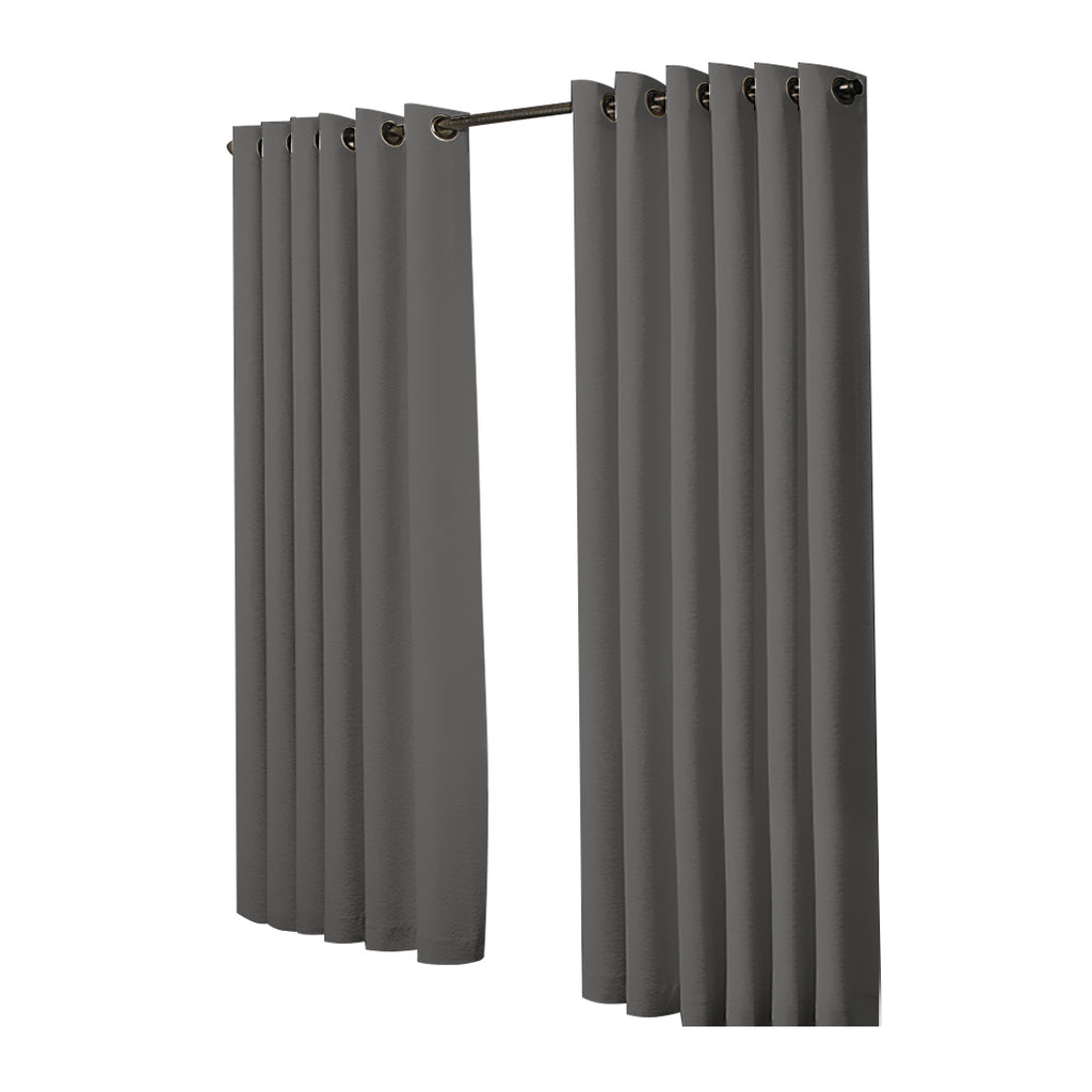 2x Blockout Curtains Panels 3 Layers Eyelet Room Darkening 240x230cm Charcoal Deals499