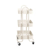 3 Tiers Kitchen Trolley Cart Steel Storage Rack Shelf Organiser Wheels White Deals499