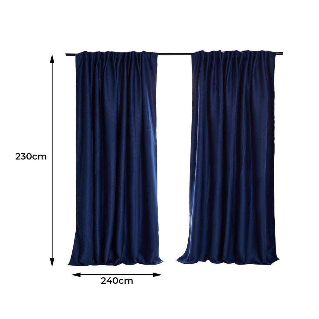 2X Blockout Curtains Curtain Blackout Bedroom 240cm x 230cm Navy Deals499